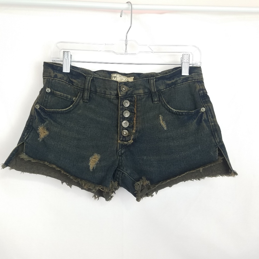 Free People Button Fly Cut Off Jean Shorts Sz 24